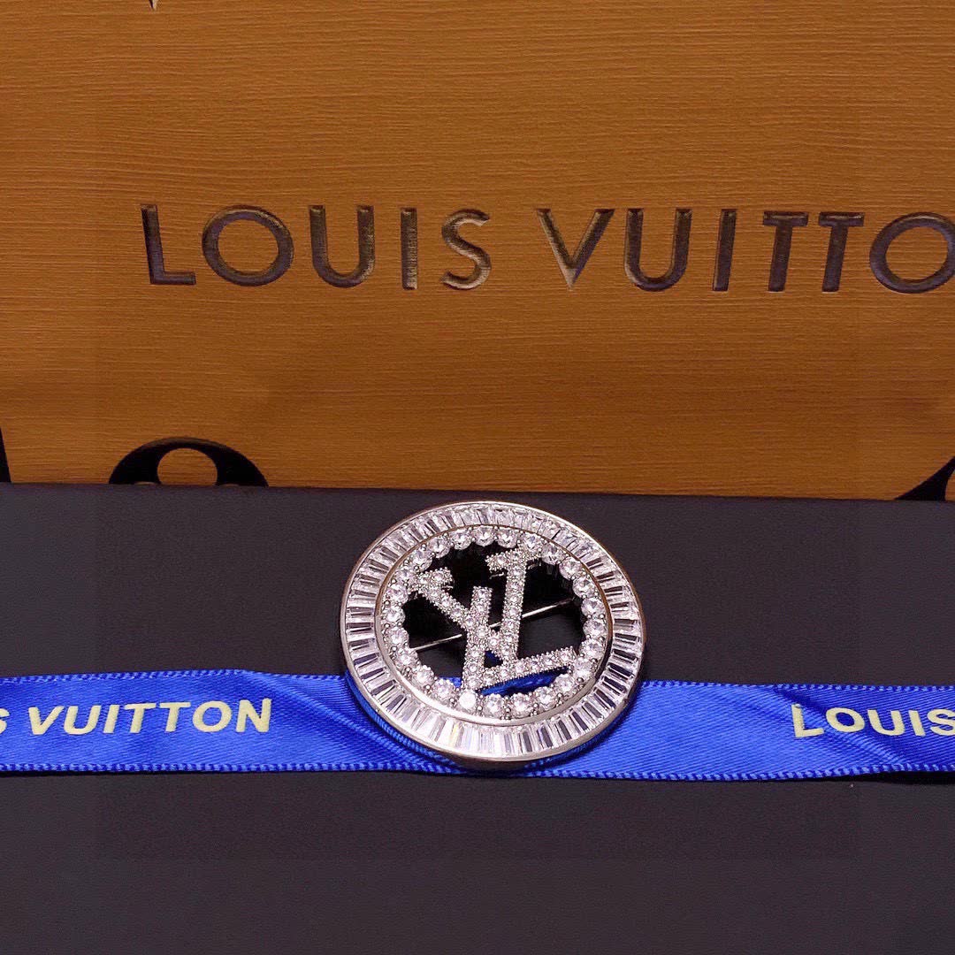 Louis Vuitton Crystal Logo Brooch